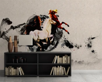 Пользовательские обои фотографии Китайская абстрактная Чернильная лошадь Большой фон для телевизора Домашний декор Фоновые росписи стен 3D обои Изображение