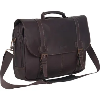 Портфель-мессенджер из колумбийской кожи, 16-дюймовый портфель для ноутбука, рабочая сумка, темно-коричневый, один размер Изображение
