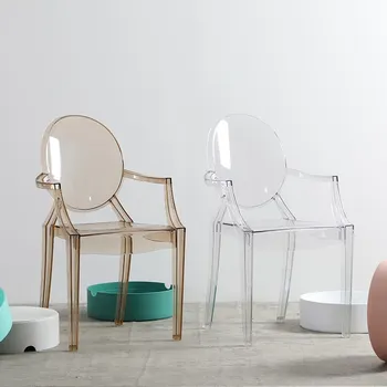 Прозрачные скандинавские стулья для гостиной, Итальянская гостиная, пластик, акрил, Эргономичный обеденный стул, салон мебели для вечеринок, мебель Hogar Изображение