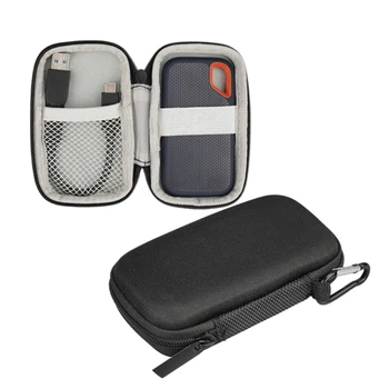 Прочный жесткий футляр для переноски, сумки для хранения SSD-накопителей Sandisk E60, жесткие защитные сумки с внутренним сетчатым карманом Изображение