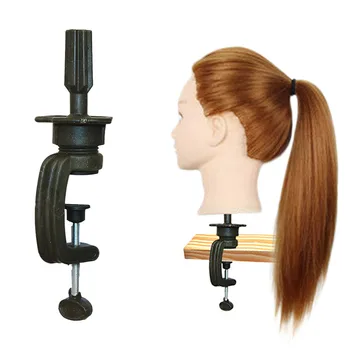 Регулируемая модель тренировочной головки манекена, держатель для парика, настольный зажим, черный цвет, 1 штука Изображение