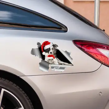 Рождественские автомобильные магниты, забавная Рождественская магнитная наклейка с собакой, декоративная наклейка на холодильник, домашний декор для металлических дверей Изображение