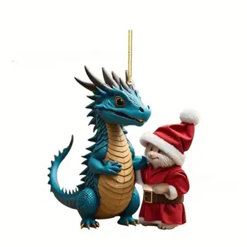 Рождественский кулон в виде детского яйца, Новогодний подарок, Рождественский дракон, Милая Рождественская елка, Подвесной кулон, Акриловые мультяшные украшения для дома Изображение