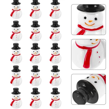 Рождественский миниатюрный снеговик, украшения из смолы, снеговик, поделки снеговика, Мини-Рождественский Санта, миниатюрная фигурка снеговика Изображение