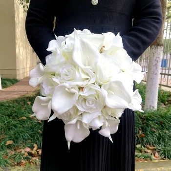 Свадебный букет Невесты Из Круглых Белых Роз Букет Невесты matrimonio buquê de noiva Изображение