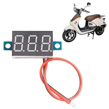 Светодиодный цифровой вольтметр, панельный измеритель напряжения для электромобилей и мотоциклов, оснащен схемой защиты полярности Изображение