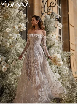 Сексуальное платье без бретелек с открытой спиной для невесты, Элегантное свадебное платье с открытыми плечами, свадебное платье с блестящими пайетками, Vestidos De Novia Изображение