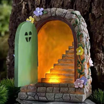 Сказочный сад, Солнечная Каменная дверь, Орнамент из смолы, Украшение Солнечного сада, Сказочный Дверной Орнамент Изображение