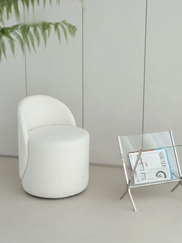 Скандинавский интегрированный одноместный стул бежевый вращающийся одноместный стул технология тканевого туалетного дивана Изображение