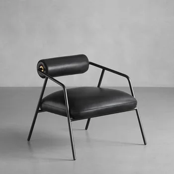 Скандинавский роскошный диван-кресло для одного человека, дизайнерская повседневная итальянская ткань, мягкая металлическая спинка стула, онлайн-стул знаменитостей Изображение