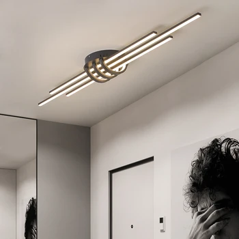 Современные светодиодные люстры LODOOO для спальни, коридора, фойе, гостиной, матовые черно-белые светодиодные потолочные люстры 90-260 В Изображение