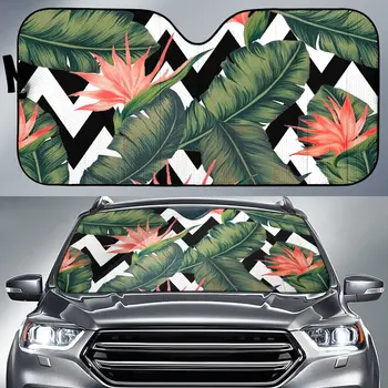 Солнцезащитный козырек для автомобиля с зигзагообразным тропическим рисунком Изображение