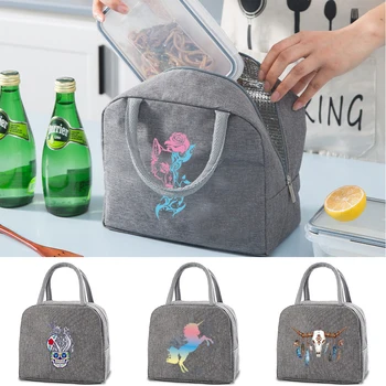 Термосумка для ланча для детей, коробка-холодильник для пикника, органайзер для еды для девочек, женские сумки, рабочие цветные изолированные сумки Lonchers Изображение