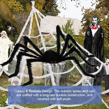 Фестивальные украшения в виде пауков, реалистичные волосатые пауки, пугающие декоративные реквизиты для дома, улицы и двора Изображение