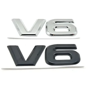 Хромированные буквы ABS автомобиля Эмблема V6 Значок 3D Наклейка Наклейки на багажник для Mercedes BMW Audi Ford Nissan Toyota Honda Аксессуары Изображение