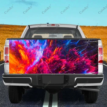 Цветные всплески абстрактных автомобильных наклеек модификация задней части кузова грузовика покраска подходит для упаковки аксессуаров для грузовиков наклейки Изображение